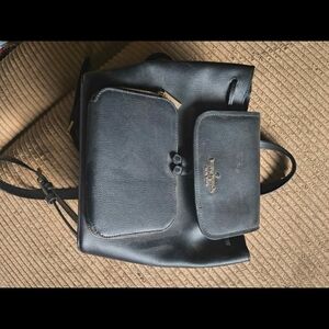 Sleek Black Leather Men's Backpack by [Brand]